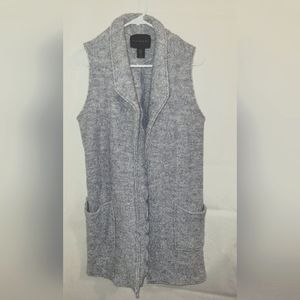 TAHARI Grey Wool Blend Open Sweater Vest Duster Medium